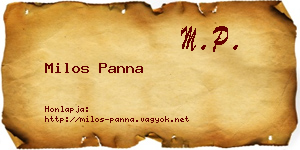 Milos Panna névjegykártya